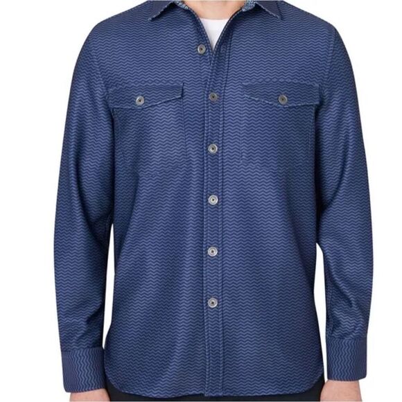 EXCELLENT CONDITION CONSTRUCT 4-Way Stretch zig zag striped design Long Sleeve S - Picture 3 of 11